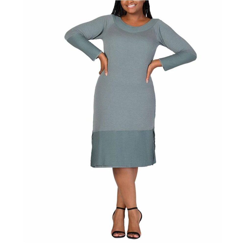 24seven Womens Plus Size Knit Sweater Midi Dress, NWT